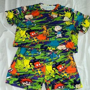 90’s Rugrats 2 piece shorts/short sleeve shirt - S/M